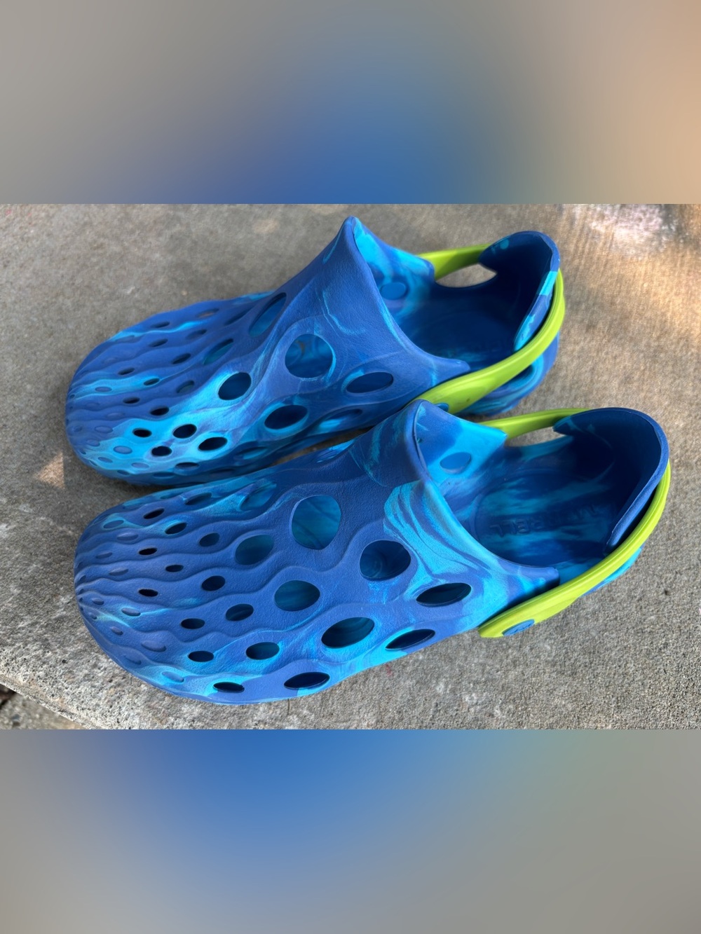 Merrell Kids Hydro Moc Water Sandals Shoes Blue & Lime Green Youth Size 4